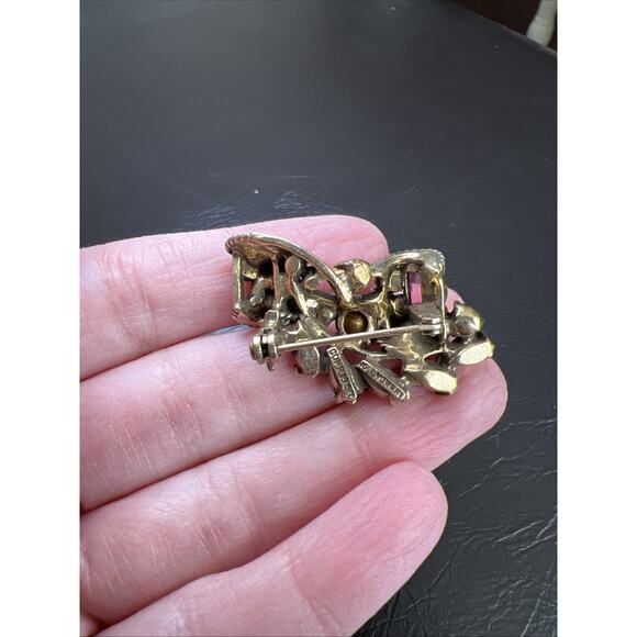 VTG Hollycraft Corp. 1957 Small Brooch Pastel Rhinestone Signed 1.6” Gorgeous! - Picture 9 of 13